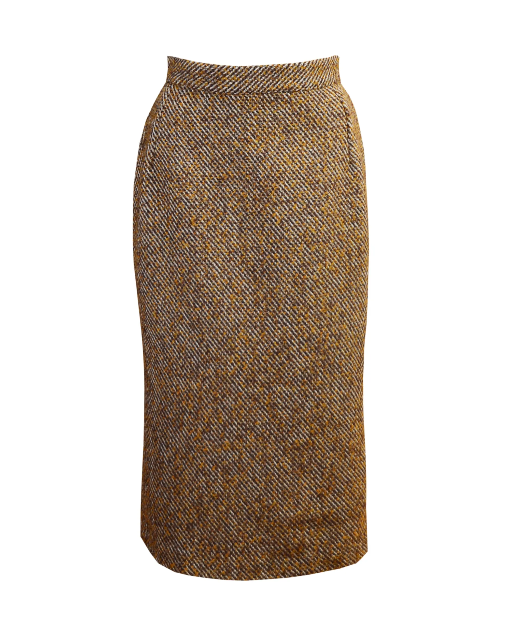 50s Pencil Skirt in Caramel Wool Blend