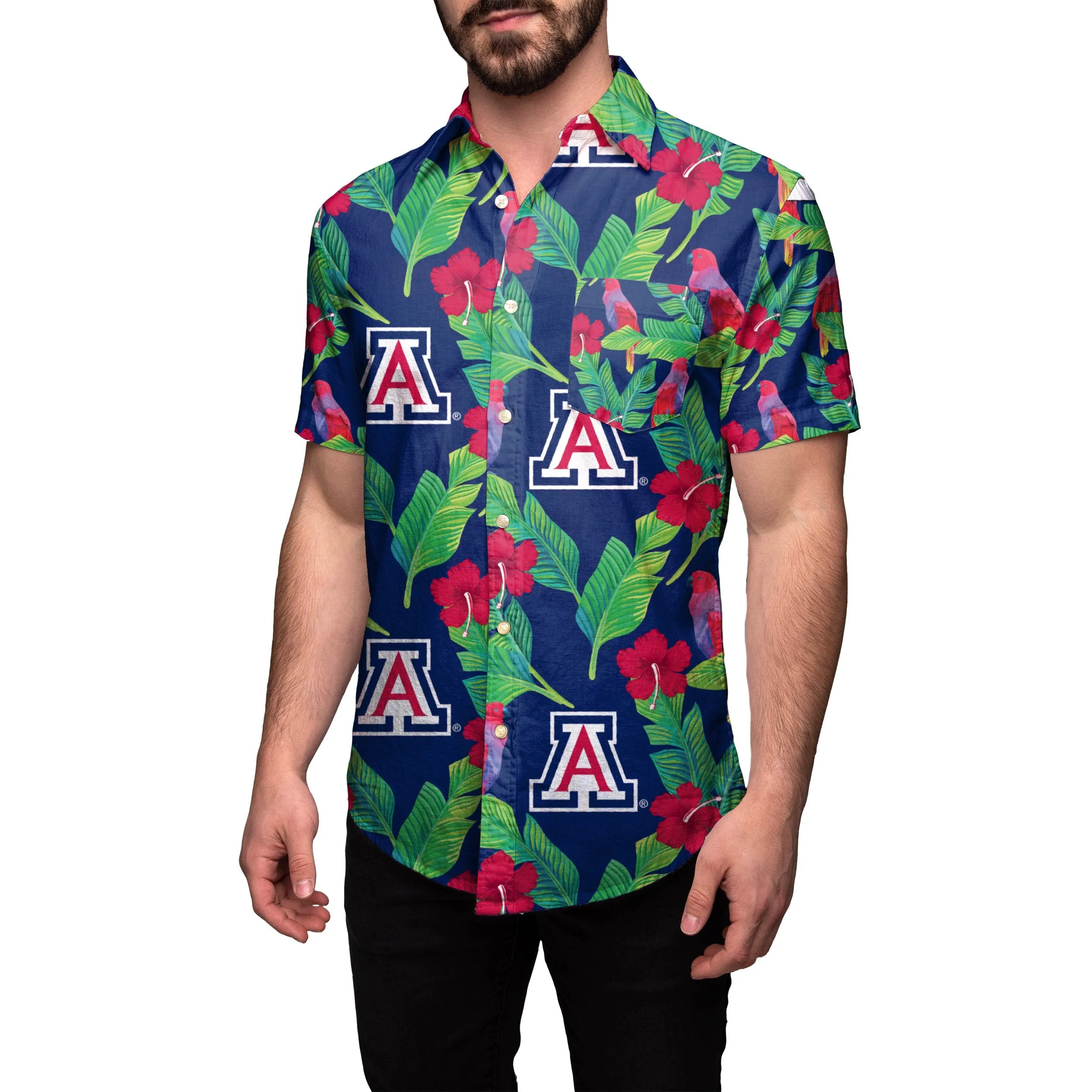 Arizona Wildcats NCAA Mens Floral Button Up Shirt