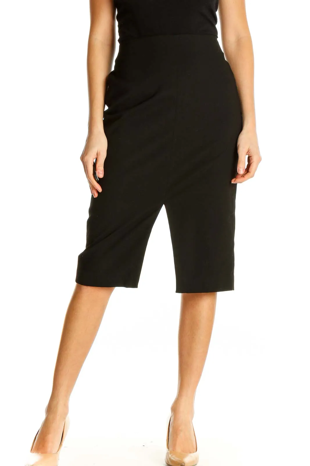 Black Solid Brunch Shorts