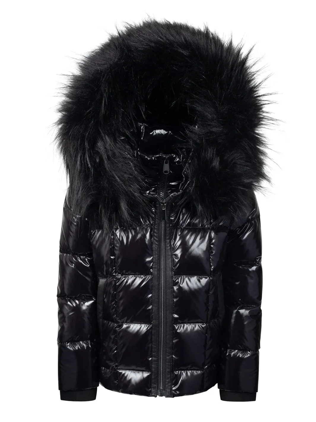 Black Zipper Coat with Black Fur