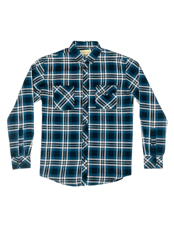 Blue Plaid Flannel Button-Up