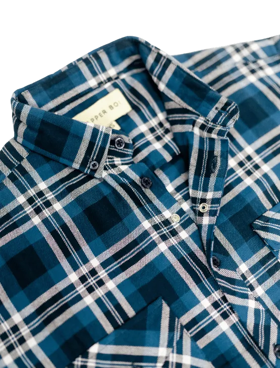 Blue Plaid Flannel Button-Up