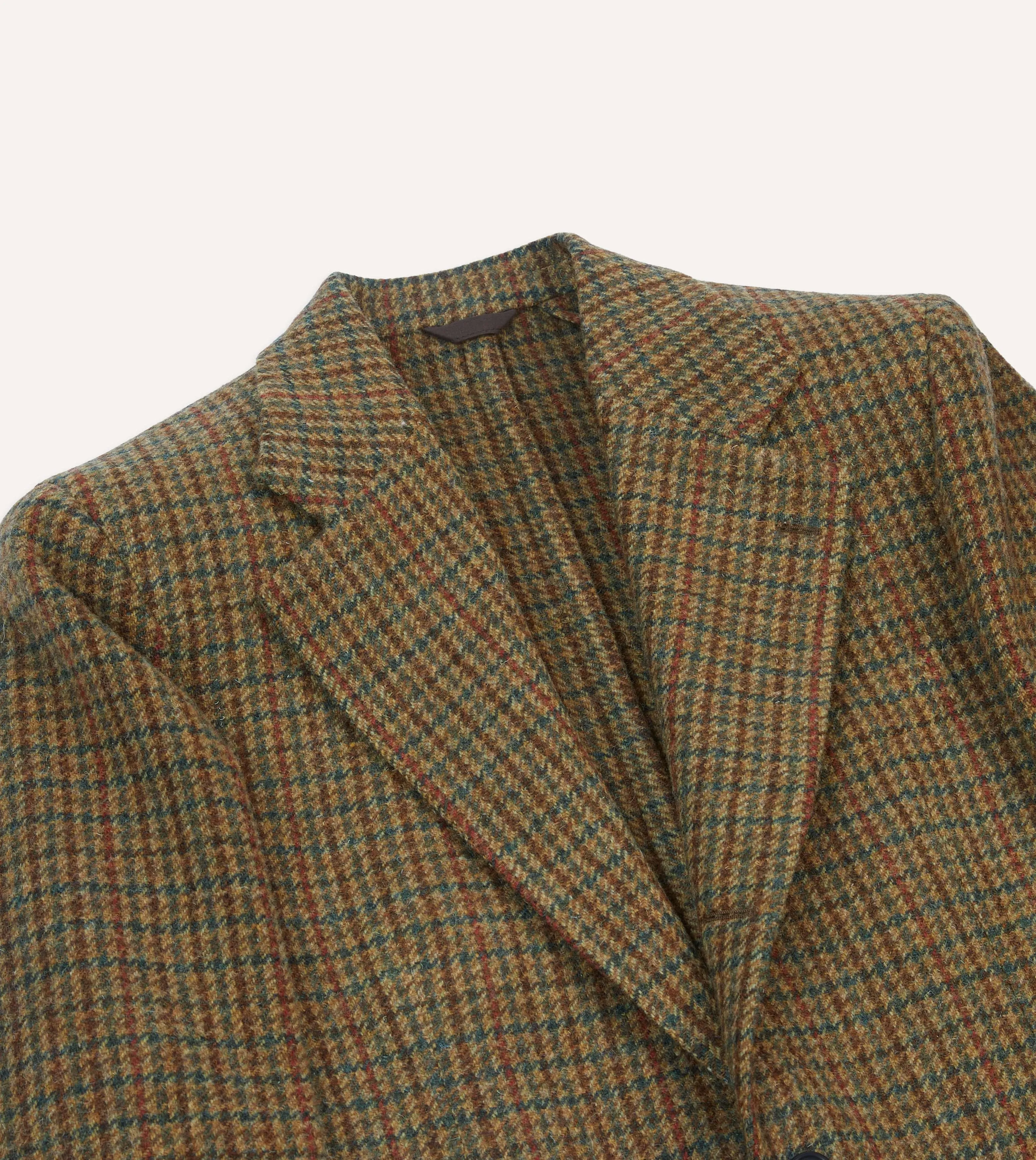 Brown Houndstooth Check Tweed Blazer