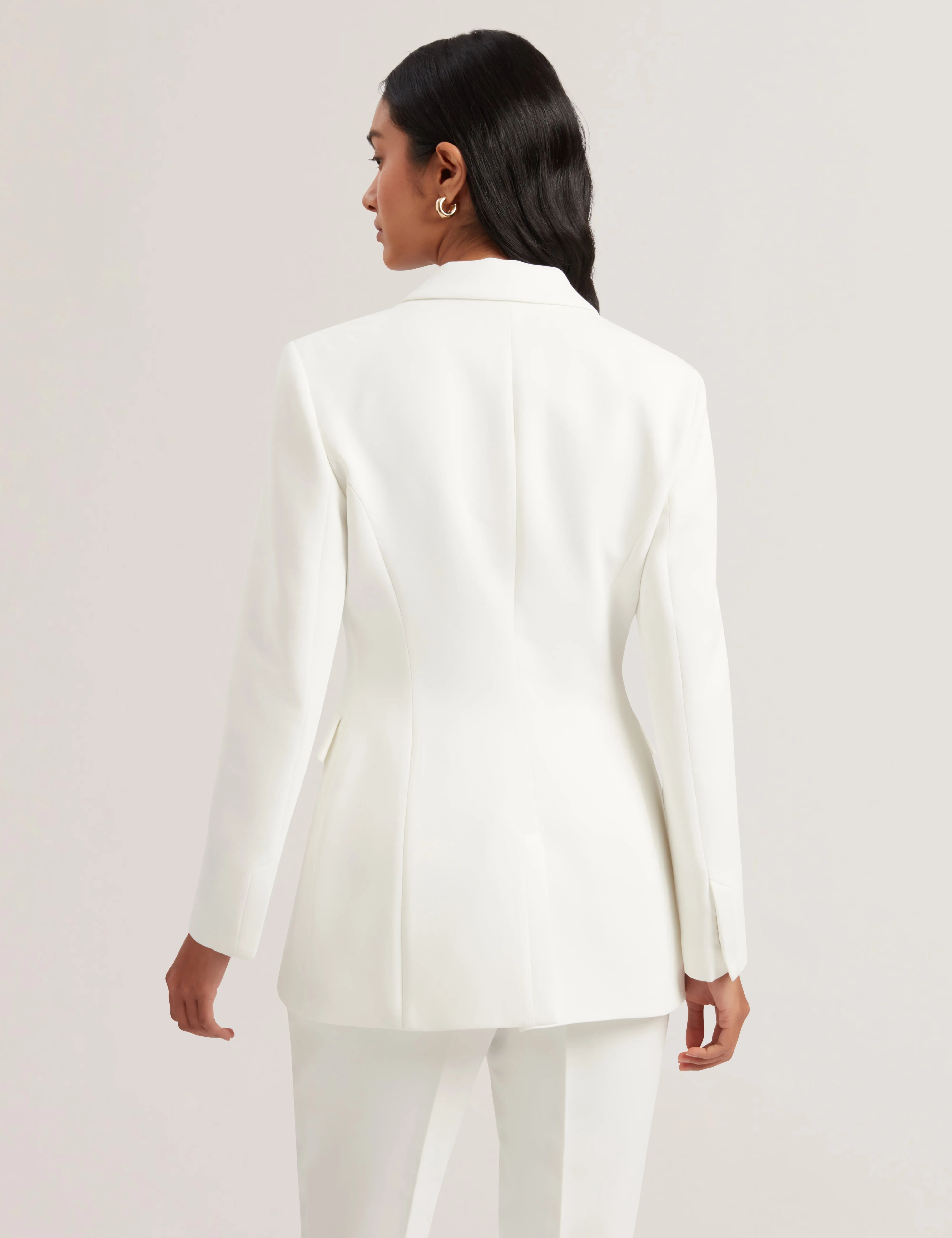 Cloa Contrast Satin Hourglass Tailored Bla White