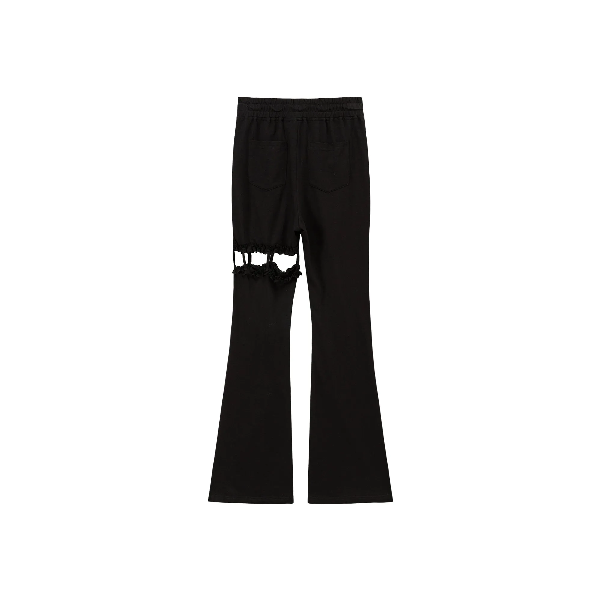 Elastic Waist Drawstring Hollow Cutout Pants