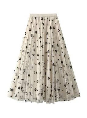 Flocking Flowers Skirt On Both Sides