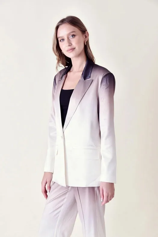 Gradient Ombre Blazer with Shoulder Pads