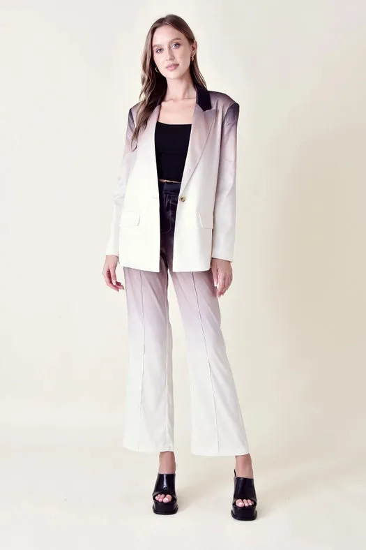 Gradient Ombre Blazer with Shoulder Pads