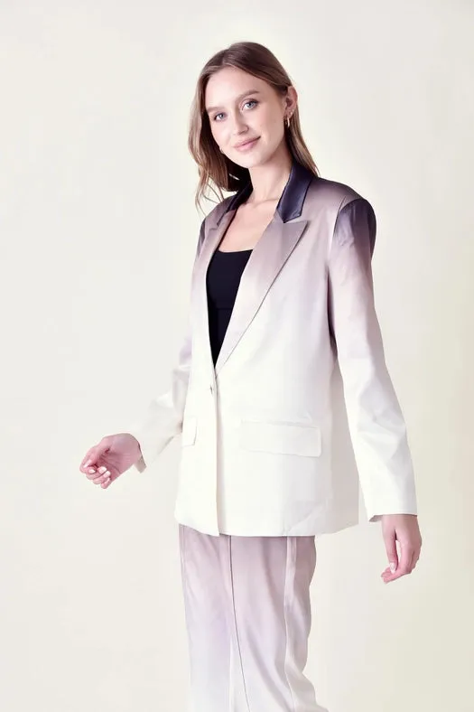 Gradient Ombre Blazer with Shoulder Pads