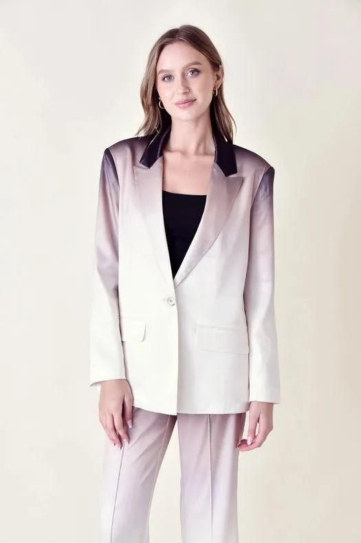 Gradient Ombre Blazer with Shoulder Pads