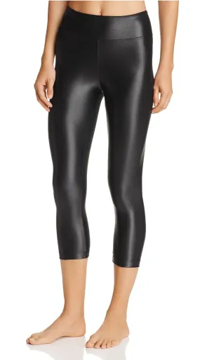 High Rise Capri Lustrous Leggings In Black