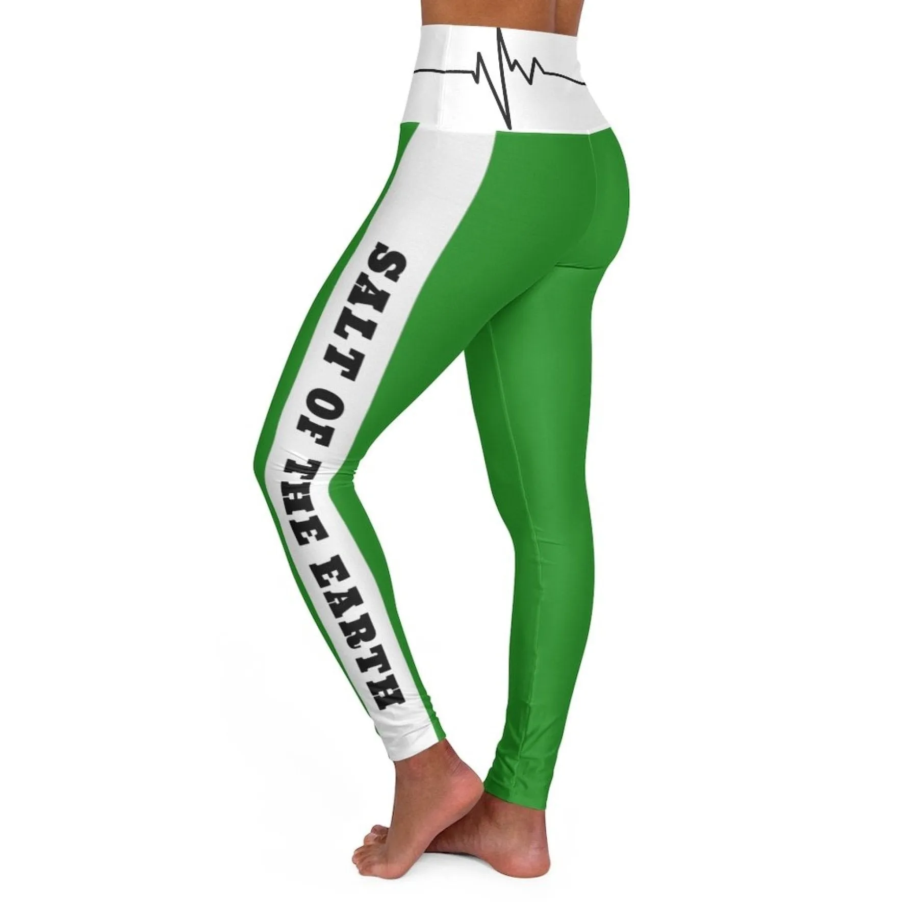 High Waisted Yoga Leggings, Forest Green Salt Of The Earth Matthew 5:13 Beating Heart Sports Pants