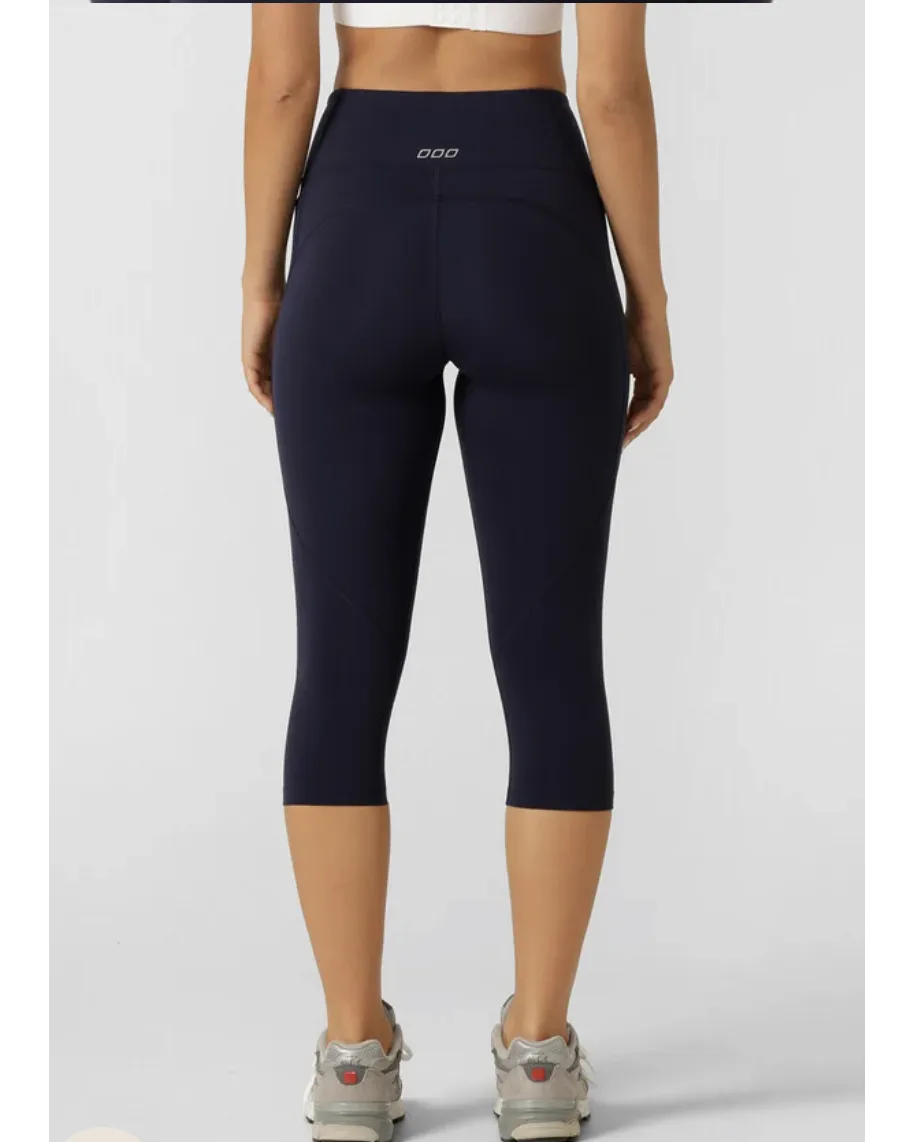 Lorna Jane Amy Phone Pocket 3/4 Tech Leggings - French Navy