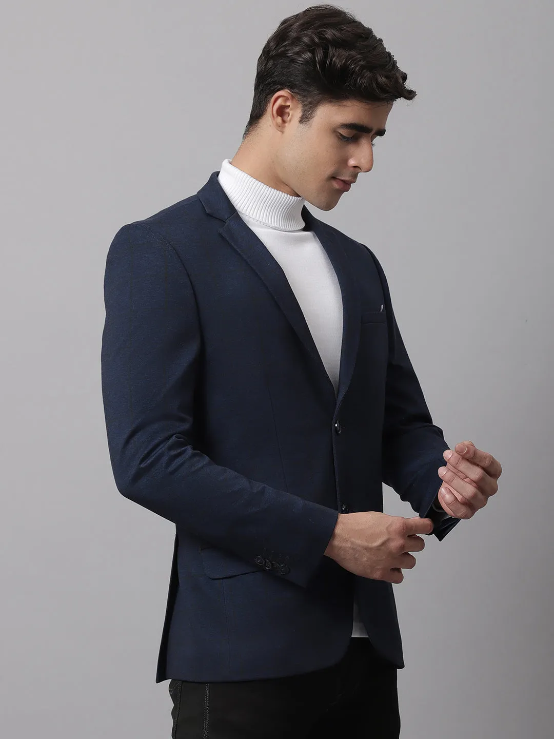 Men Navy Casual Blazer