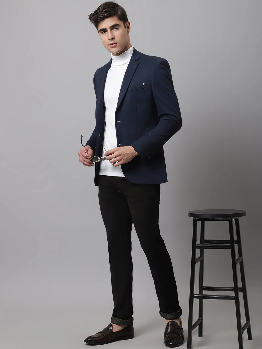 Men Navy Casual Blazer