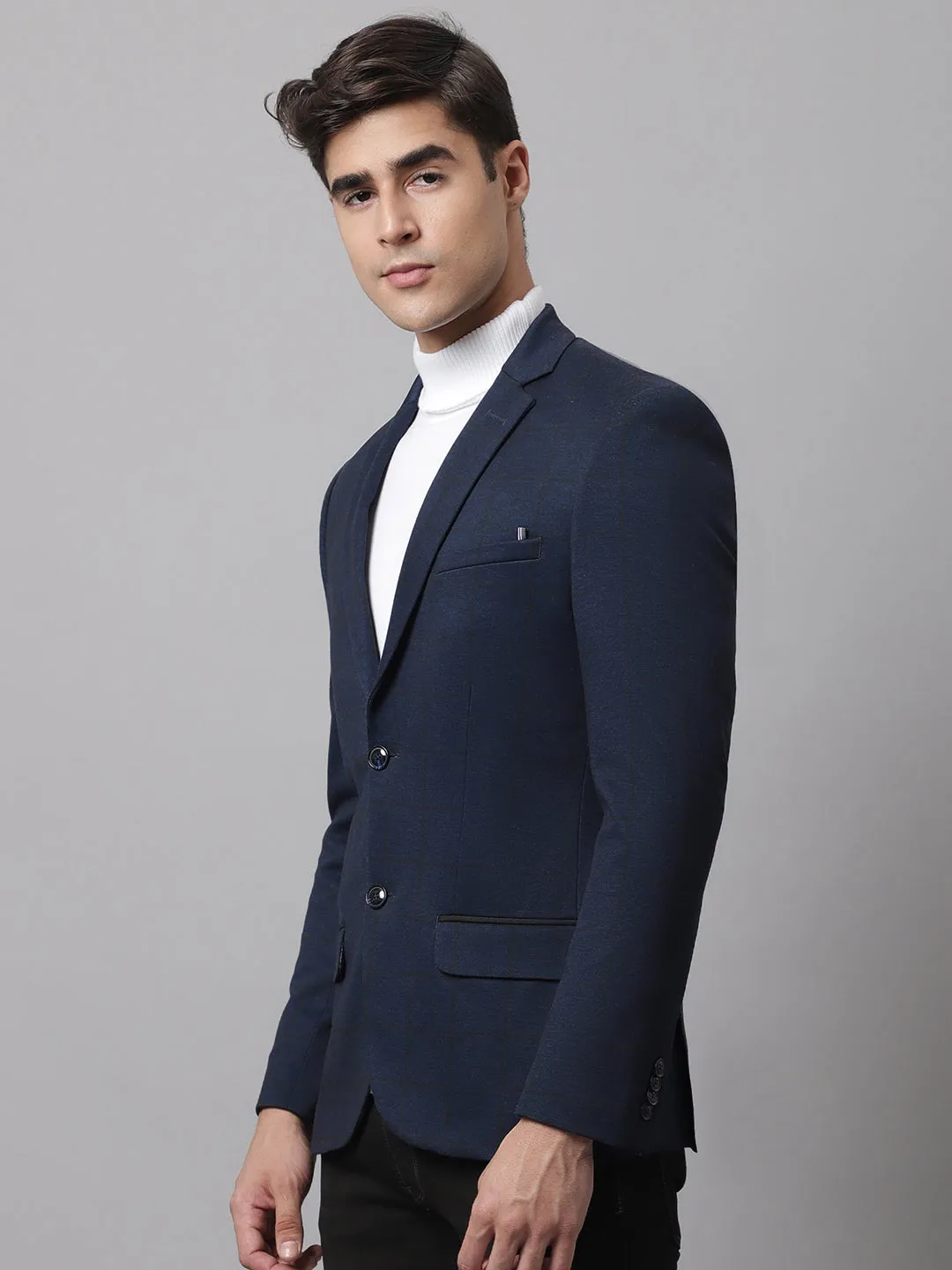 Men Navy Casual Blazer