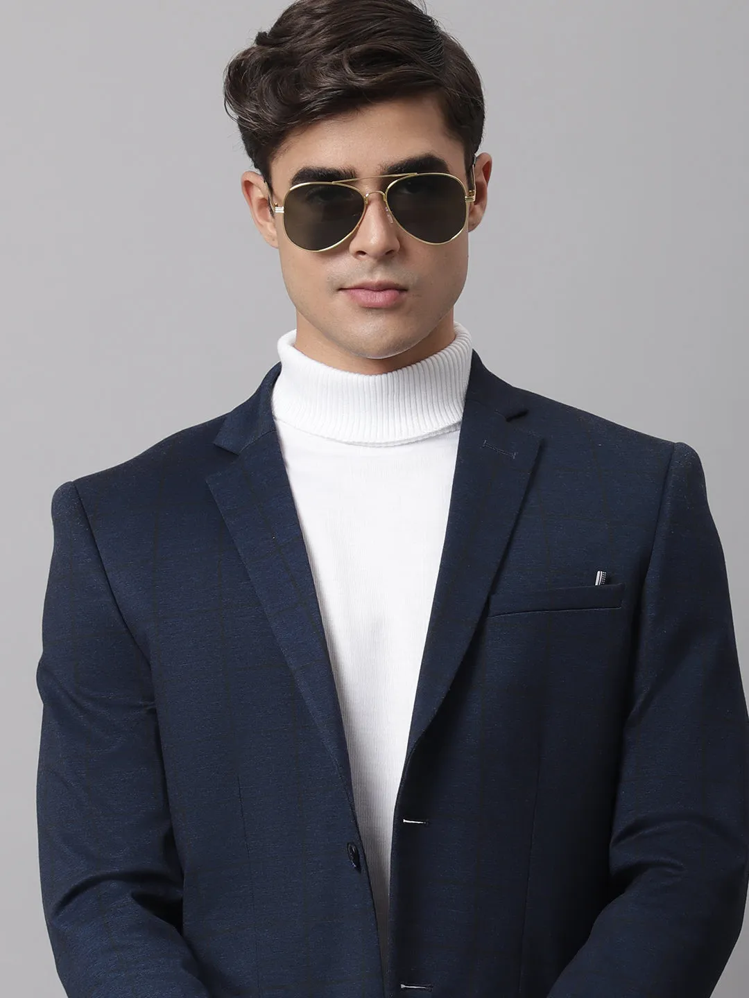 Men Navy Casual Blazer