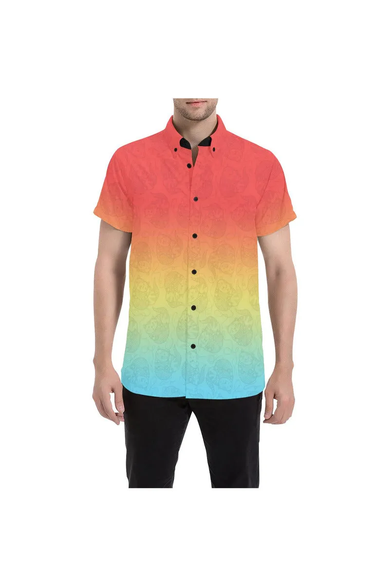 Ombre Kitty Kat Men's All Over Print Short Sleeve Shirt (Model T53)