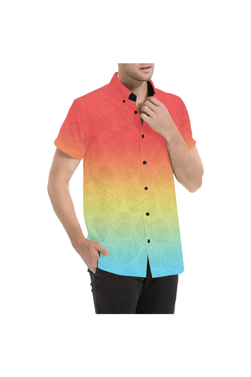 Ombre Kitty Kat Men's All Over Print Short Sleeve Shirt (Model T53)