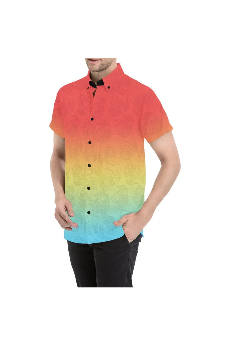 Ombre Kitty Kat Men's All Over Print Short Sleeve Shirt (Model T53)