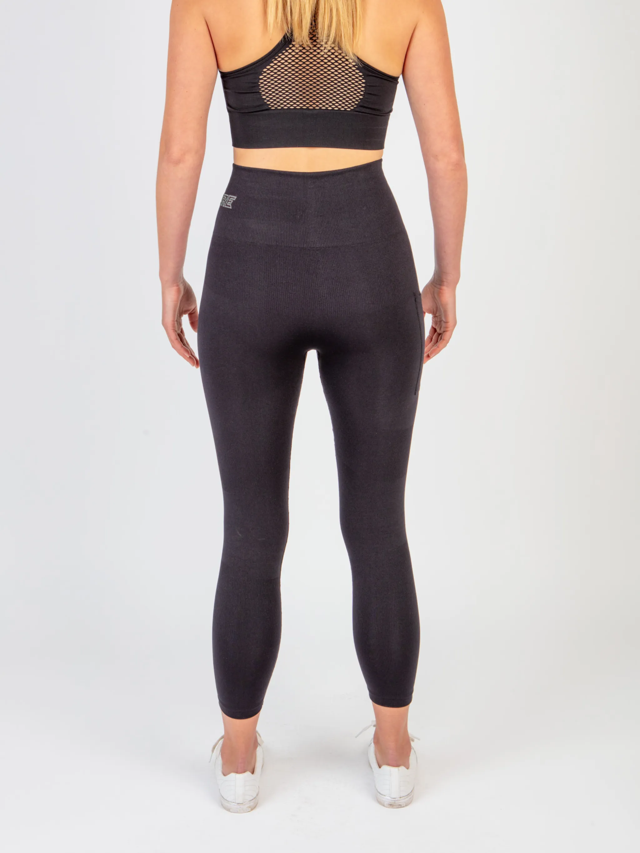 Patented Coretech® Kathy Body Mapped 7/8 Power Running Leggings with Pocket -Black/Navy/Blue