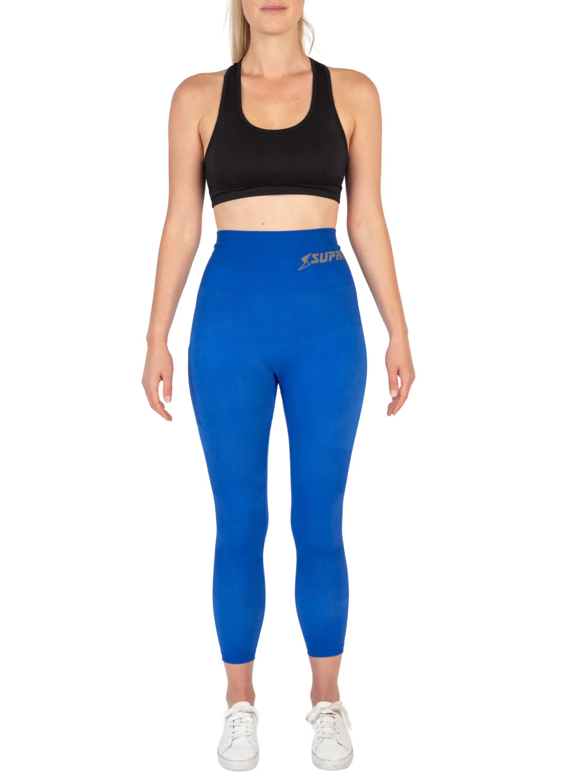 Patented Coretech® Kathy Body Mapped 7/8 Power Running Leggings with Pocket -Black/Navy/Blue