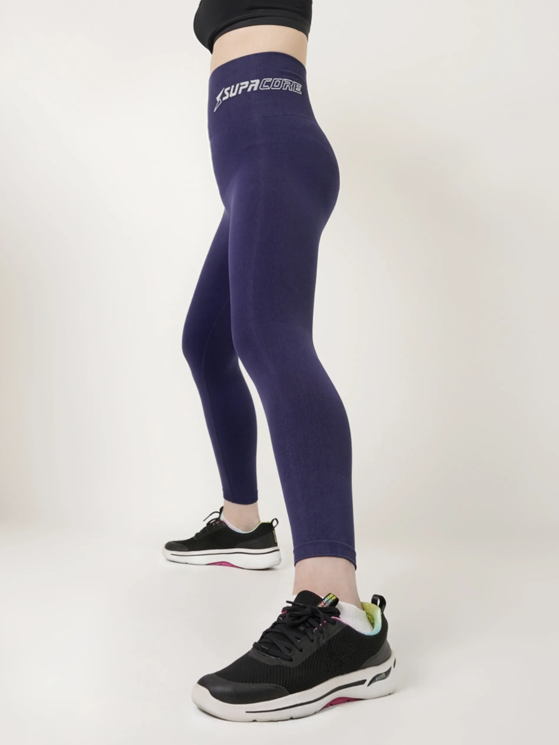 Patented Coretech® Kathy Body Mapped 7/8 Power Running Leggings with Pocket -Black/Navy/Blue