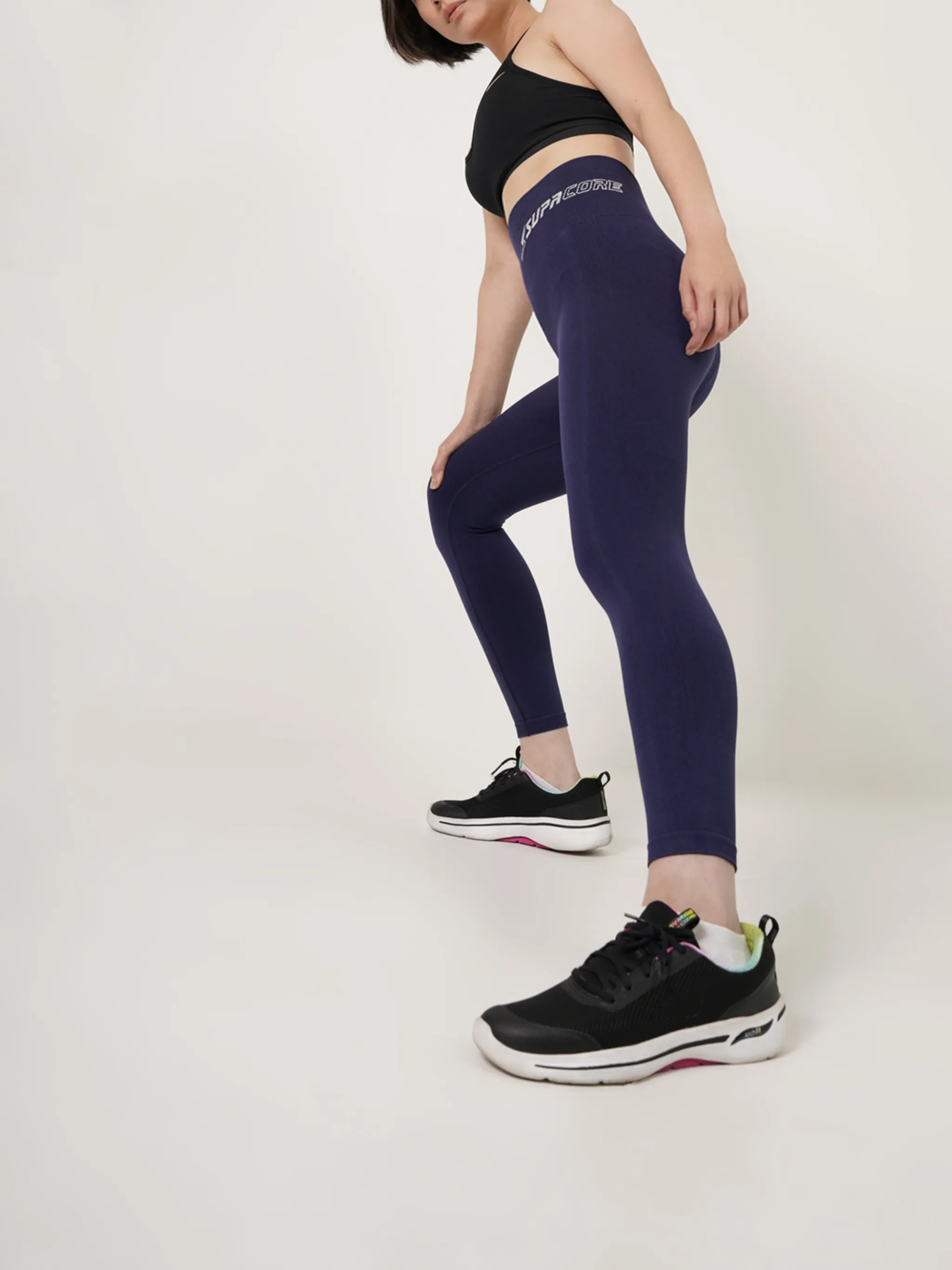 Patented Coretech® Kathy Body Mapped 7/8 Power Running Leggings with Pocket -Black/Navy/Blue