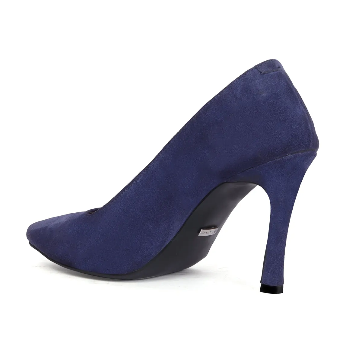 Pointed Toe Sleek Stiletto Pencil Heel Ladies formal Blue Suede Leather Footwear By Brune & Bareskin