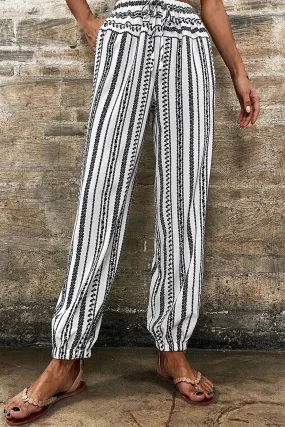 Printed Elastic Waist Pants