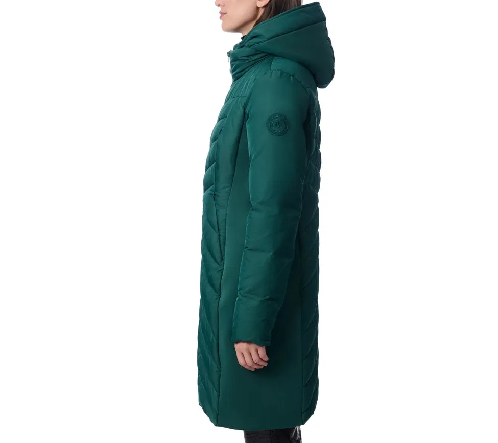 Shiny Mid Length Puffer Coat Deep Forest