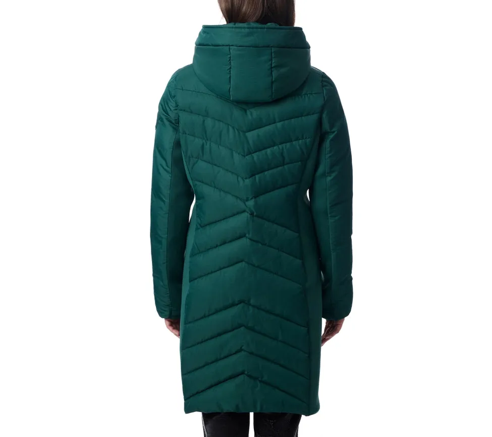 Shiny Mid Length Puffer Coat Deep Forest