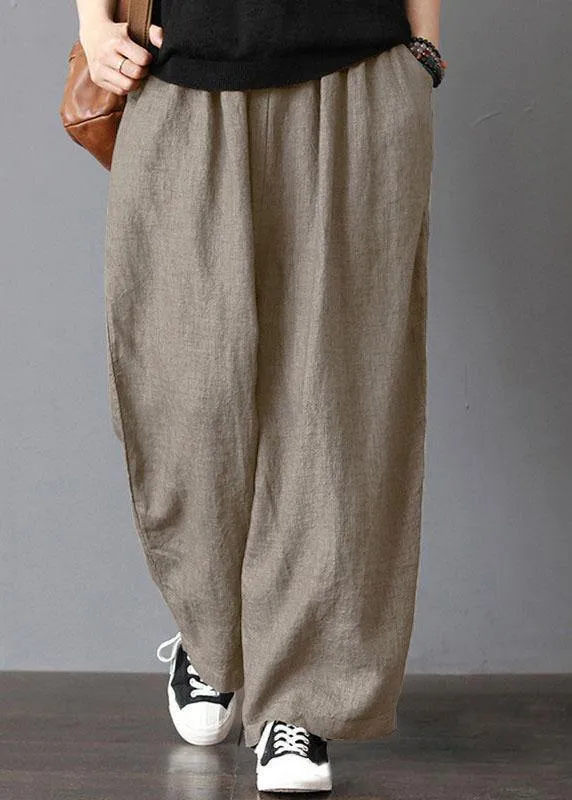 Women High Elastic Waist Loose Solid Wide Leg Pants