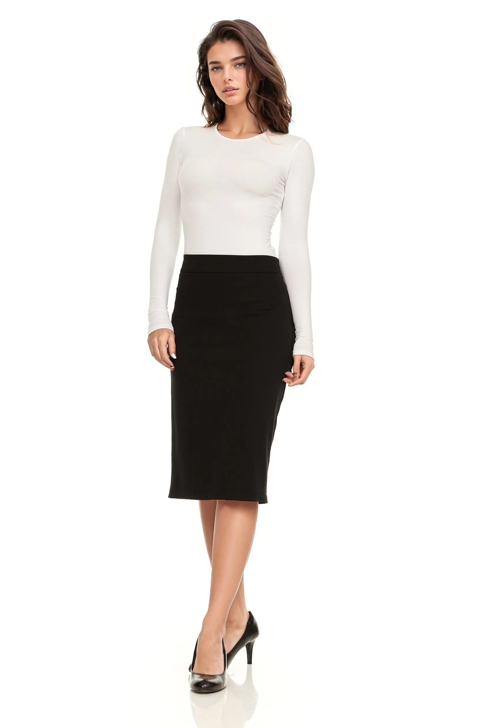 Women's Tapered Fit Stretch Ponte Pencil Skirt